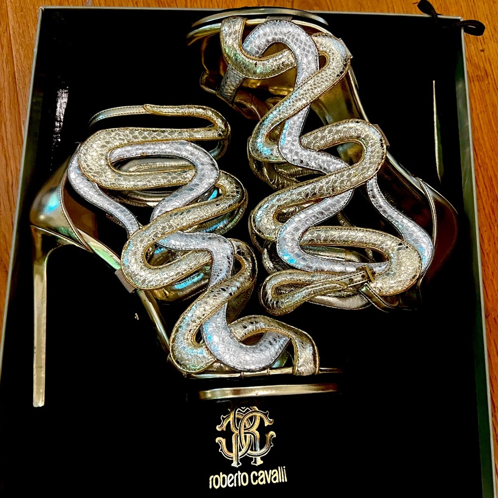 Roberto Cavalli Metallic Heels